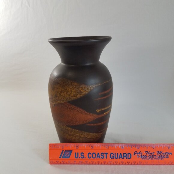 Royal Haeger Pottery Vase Set Brown Earth Wrap Volcanic Lava Orange Peel Glaze - Picture 11 of 15